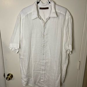 Perry Ellis White Linen Button Shirt Size XLT